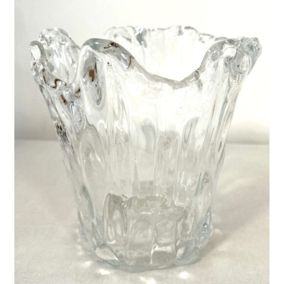 Scandinavian Wave Clear Vase Water Splash Vintage 7.5" Sweden Finland - Picture 1 of 8